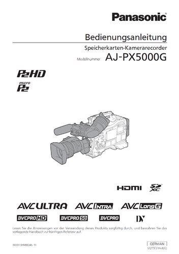 Weitere Informationen zu "Handbuch Panasonic AJ-PX5000"