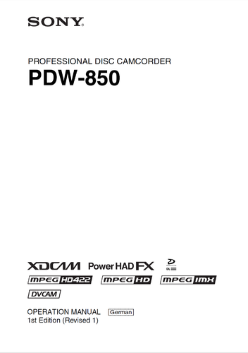 More information about "Handbuch Sony PDW-850"