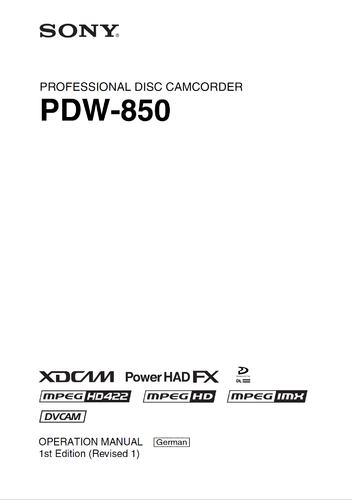 Weitere Informationen zu "Handbuch Sony PDW-850"