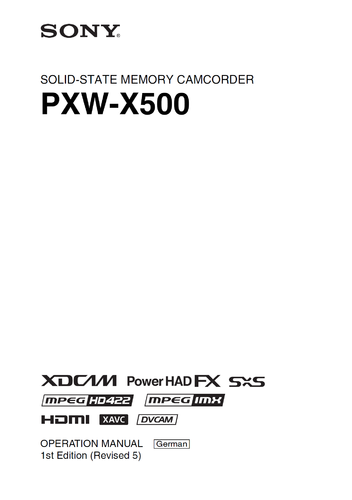 Weitere Informationen zu "Handbuch Sony PXW-X500"