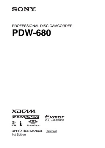 Weitere Informationen zu "Handbuch Sony PDW-680"